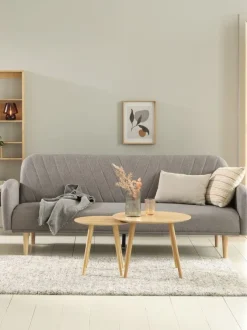 Sovesofa PARADIS lysegråt stof/egefarve