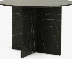 Spisebord KRONDAL Ø110 marmorfarvet sort