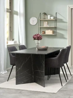 Spisebord KRONDAL 90x180 marmorfarvet sort