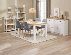 Spisebord MARKSKEL 90x150/193 hvid/egefarve