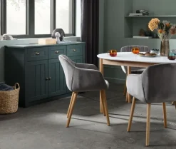 Spisebord MARSTRAND Ø110/110x200 hvid/natur