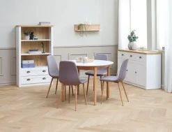 Spisebord MARSTRAND Ø110/110x200 hvid/natur