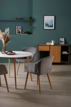 Spisebordsstol ADSLEV grå velour/natur