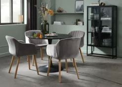 Spisebordsstol ADSLEV grå velour/natur