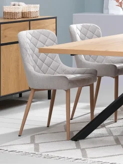 Spisebordsstol BELLINGE sandfarvet stof/egefarve