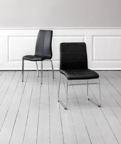 Spisebordsstol HAMMEL sort kunstlæder/krom