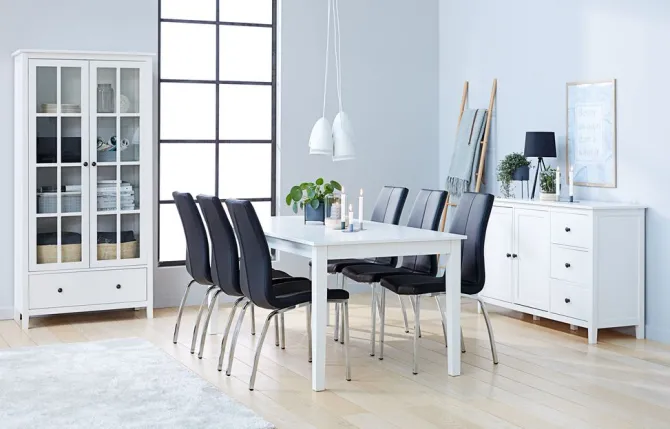 Spisebordsstol HAVNDAL sort kunstlæder/krom