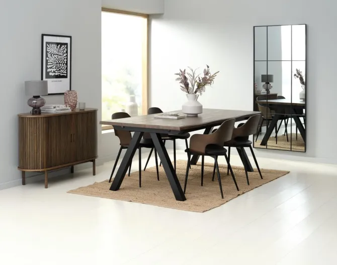 Spisebordsstol HVIDOVRE mørk eg/sort stof