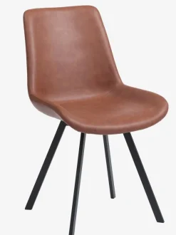 Spisebordsstol HYGUM drejebase cognacfarvet kunstlæder/sort