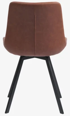 Spisebordsstol HYGUM drejebase cognacfarvet kunstlæder/sort