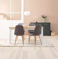 Spisebordsstol JONSTRUP asfaltfarvet stof/egefarve