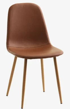 Spisebordsstol JONSTRUP cognacfarvet kunstlæder/egefarve