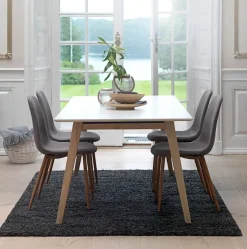 Spisebordsstol JONSTRUP gråt stof/egefarve