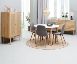 Spisebordsstol JONSTRUP gråt stof/egefarve