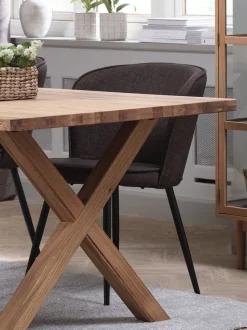 Spisebordsstol RISSKOV mørkebrunt stof/sort