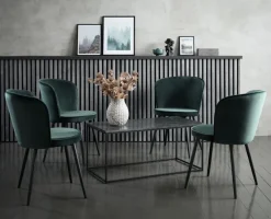 Spisebordsstol RISSKOV mørkegrøn velour/sort