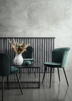 Spisebordsstol RISSKOV mørkegrøn velour/sort