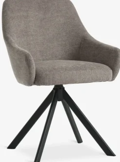 Spisebordsstol ROSTRUP drejebase sandfarvet stof/sort