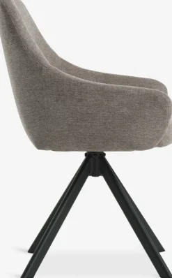 Spisebordsstol ROSTRUP drejebase sandfarvet stof/sort