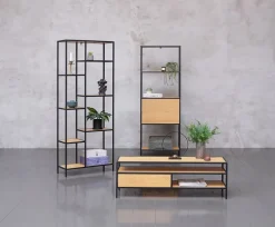 TV-bord TRAPPEDAL egefarve/sort