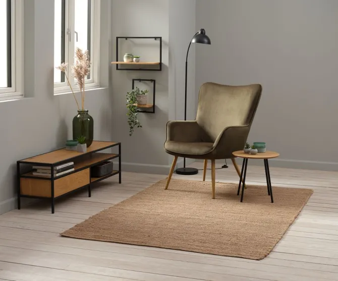 TV-bord TRAPPEDAL egefarve/sort