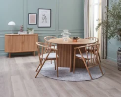 VESTERBORG Ø130 bord eg + 4 ARNBORG stole eg