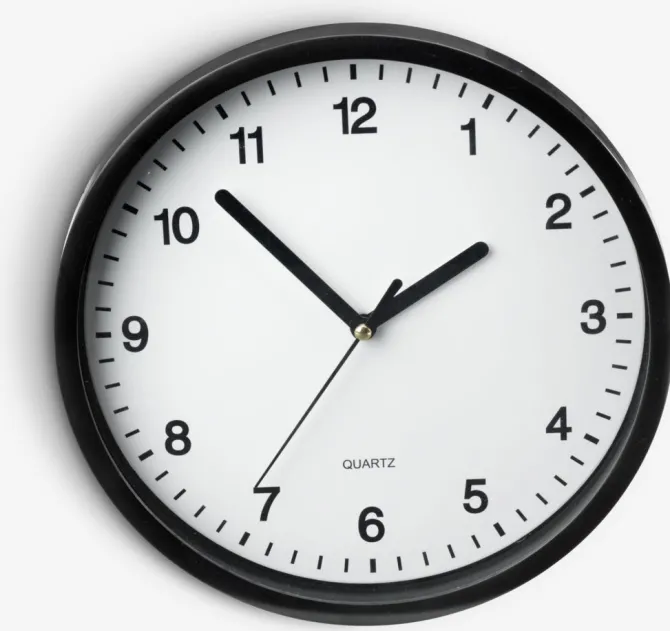 Vægur ELVART Ø23cm sort/hvid