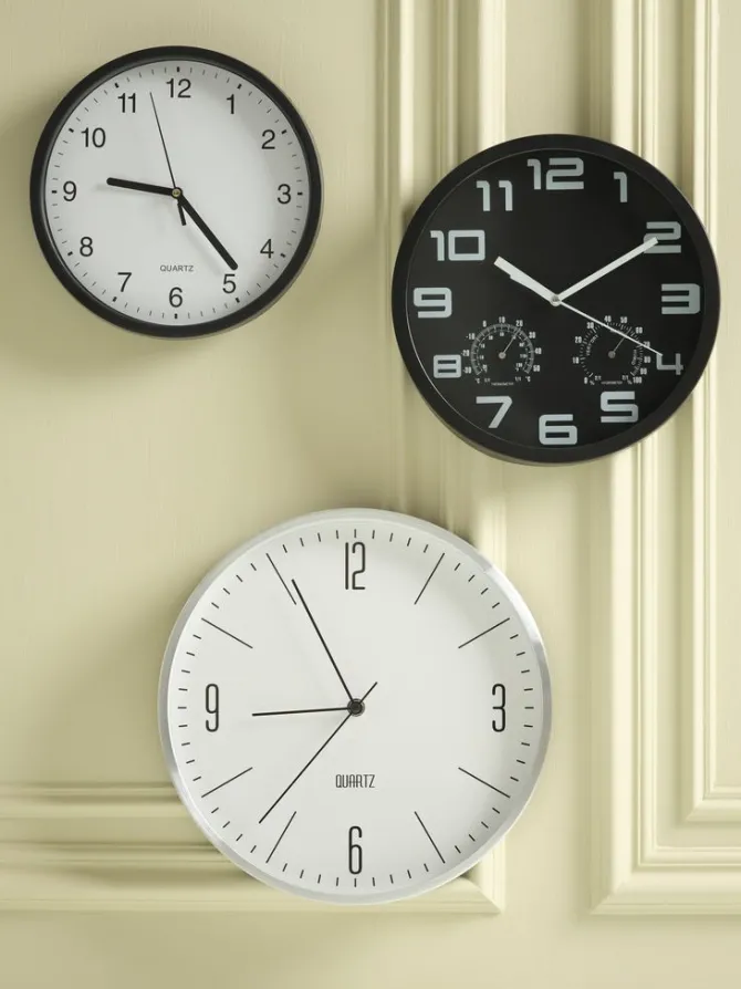 Vægur ELVART Ø23cm sort/hvid