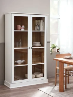 Vitrine KIRKEBY 2 låger hvid/egefarve