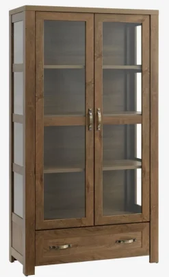 Vitrineskab JUNGEN 2 låger 1 skuffe vild eg farve
