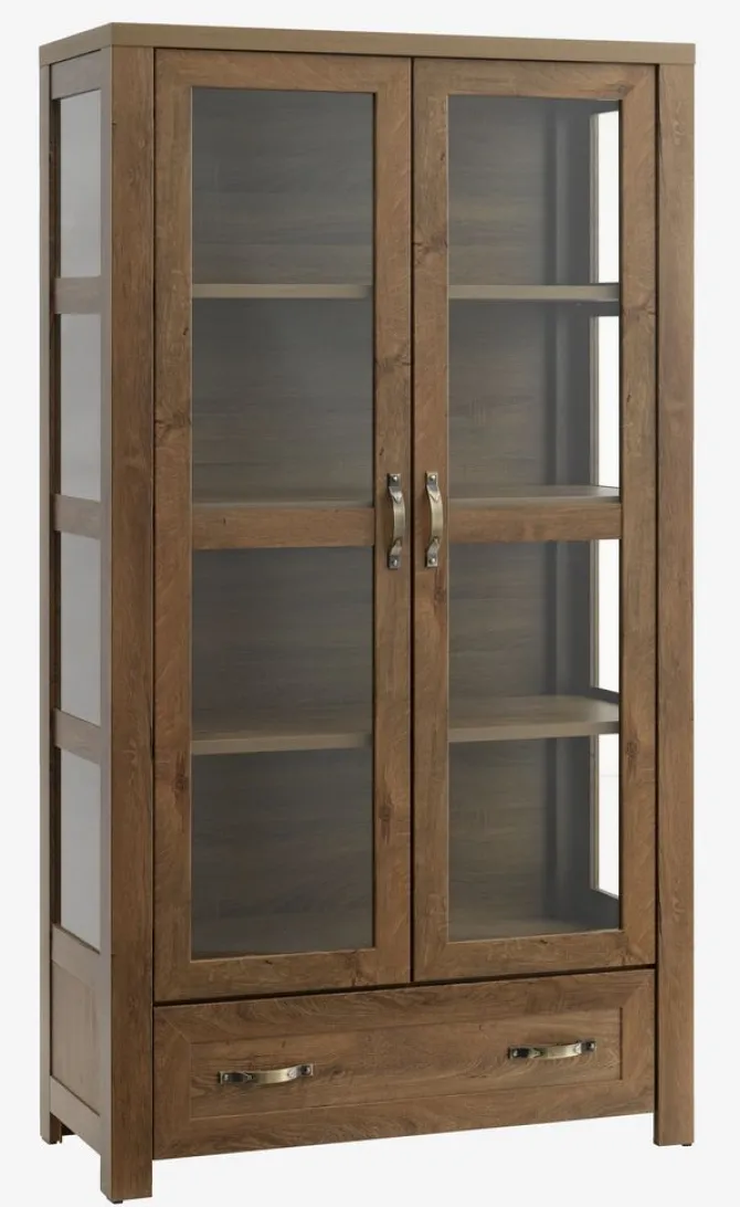 Vitrineskab JUNGEN 2 låger 1 skuffe vild eg farve