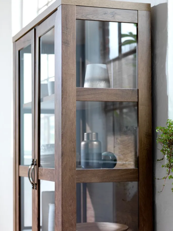 Vitrineskab JUNGEN 2 låger 1 skuffe vild eg farve