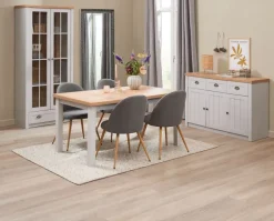 Vitrineskab MARKSKEL 2 låger lys grå/egefarve