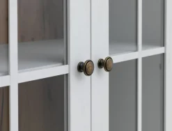 Vitrineskab MARKSKEL 2 låger hvid/egefarve