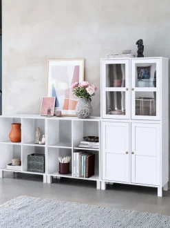 Vitrineskab SKALS glaslåger hvid