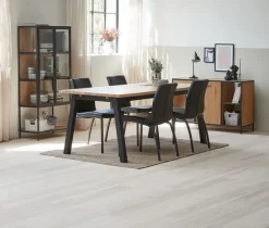 Vitrineskab TRAPPEDAL eg/sort