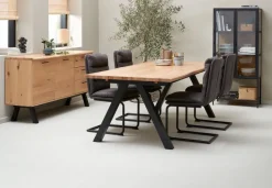 Vitrineskab TRAPPEDAL eg/sort