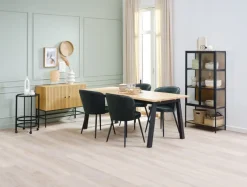 Vitrineskab TRAPPEDAL eg/sort