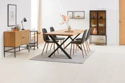 Vitrineskab TRAPPEDAL eg/sort