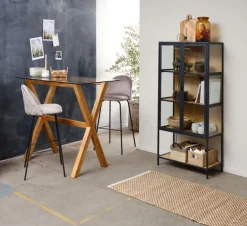 Vitrineskab TRAPPEDAL eg/sort