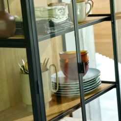 Vitrineskab TRAPPEDAL eg/sort