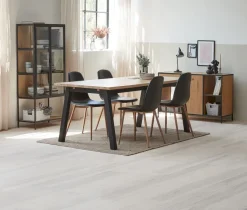 Vitrineskab TRAPPEDAL eg/sort