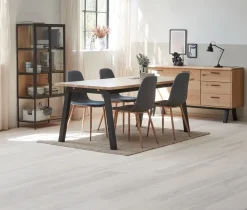 Vitrineskab TRAPPEDAL eg/sort