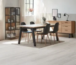 Vitrineskab TRAPPEDAL eg/sort