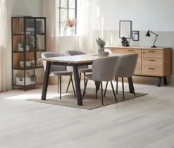 Vitrineskab TRAPPEDAL eg/sort